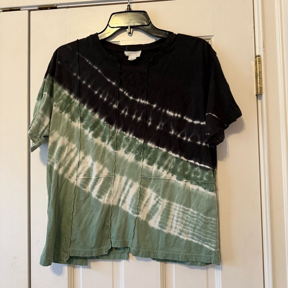 R.G. Kane Black and Green Tie-Dye Paneled T-Shirt Size Small